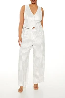 Plus Pinstriped Plunging Vest