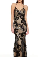 Sequin Leaf Jacquard Maxi Dress