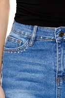 Rhinestone-Trim Denim Shorts