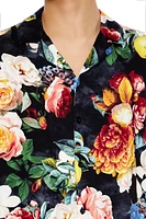 Floral Print Drop-Sleeve Shirt