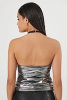 Metallic Ruched Halter Top