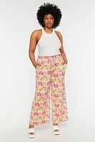 Plus Floral Print Wide-Leg Pants