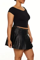Plus Cropped Cap-Sleeve Tee