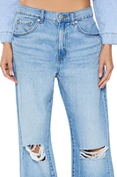 Destroyed Mid-Rise Flare Jeans