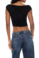 Ruched Off-the-Shoulder Crop Top