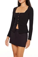 Button-Front Split-Hem Top