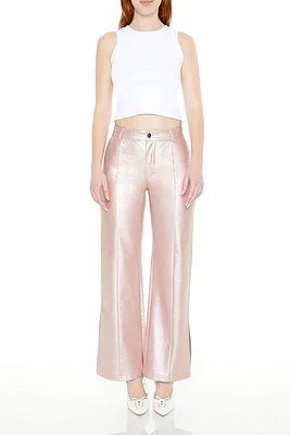 Metallic Wide-Leg Pants