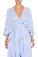 Butterfly-Sleeve Flounce Maxi Dress