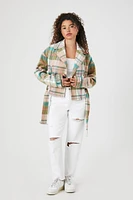 Plaid Belted Moto Jacket