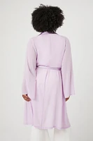 Plus Satin Notched Kimono