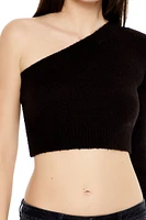 Sweater-Knit One-Shoulder Crop Top