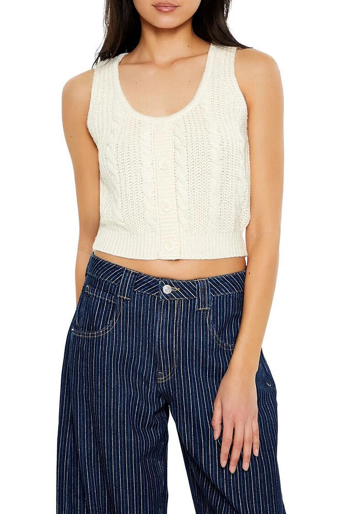 Cable Sweater-Knit Tank Crop Top