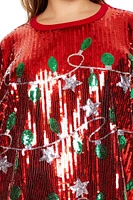 Plus Sequin Christmas Lights T-Shirt Dress