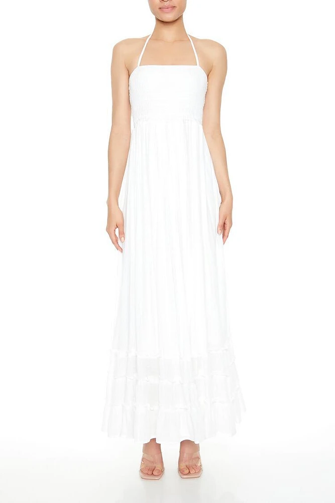 Tiered Gauze Halter Maxi Dress