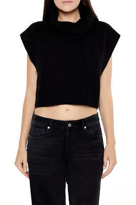 Cropped Sleeveless Turtleneck Sweater