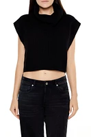 Cropped Sleeveless Turtleneck Sweater