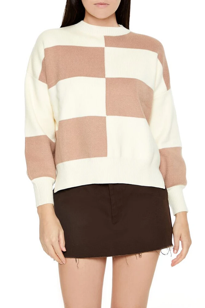 Checkered Round-Neck Sweater