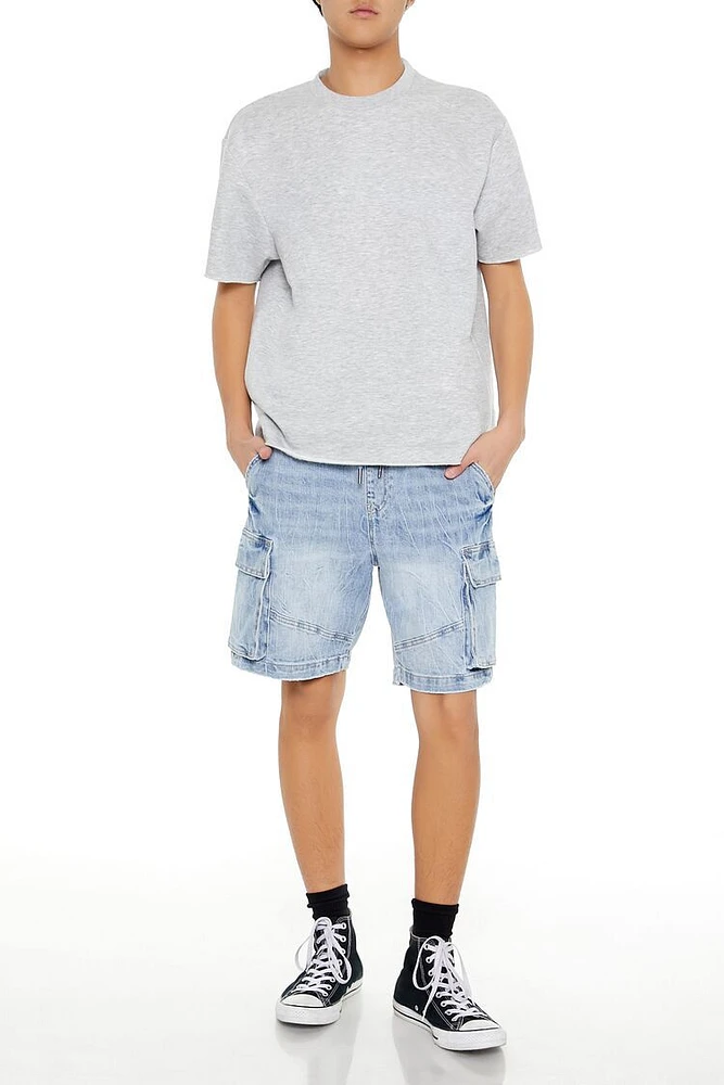 Drawstring Denim Cargo Shorts