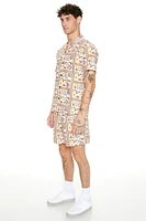 Linen-Blend Nature Geo Print Shorts