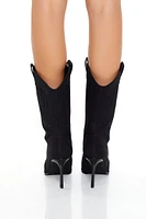 Faux Suede Stiletto Cowboy Booties