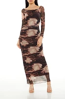 Mesh Abstract Bodycon Maxi Dress