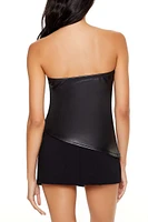 Faux Leather Asymmetrical Tube Top