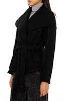 Brushed Tie-Waist Wrap Coat