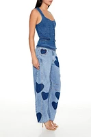 Heart Patch Baggy Barrel Jeans