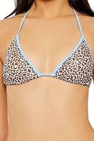 Leopard Halter Triangle Bikini Top