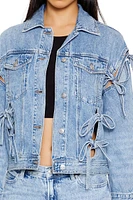 Cutout Bow Denim Trucker Jacket