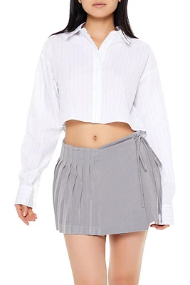 Poplin Pinstriped Cropped Shirt