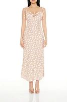 Linen-Blend Polka Dot Maxi Dress