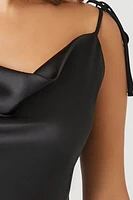 Satin Tie-Strap Cowl Cami