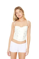 Lace-Trim Floral Print Corset