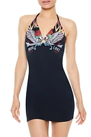 Angel Wing & Rose Halter Mini Dress