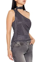 Dotted One-Shoulder Top & Scarf Set
