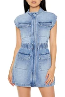 Denim Zip-Up Mini Dress