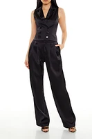 Satin Vest & Wide-Leg Pants Set