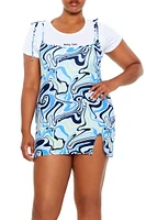 Plus Marble Mini Dress & Tee Set