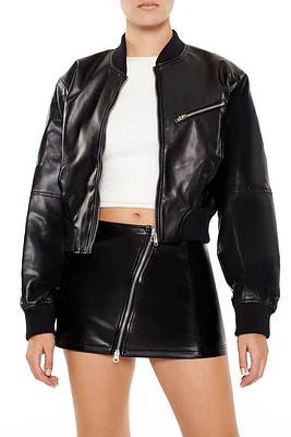 Faux Leather Bomber Jacket