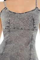 Rhinestone Denim Cami Mini Dress