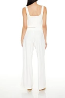 Shirred Tie-Waist Wide-Leg Pants