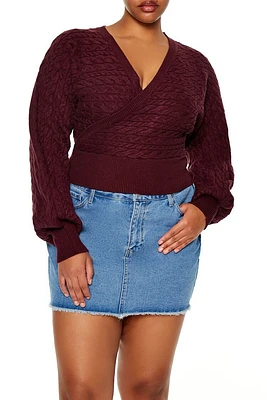 Plus Cable Knit Surplice Top