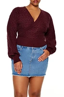 Plus Cable Knit Surplice Top