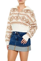 Geo Print Half-Zip Sweater