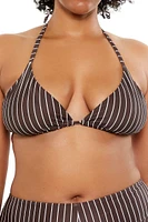 Plus Pinstriped Bikini Top