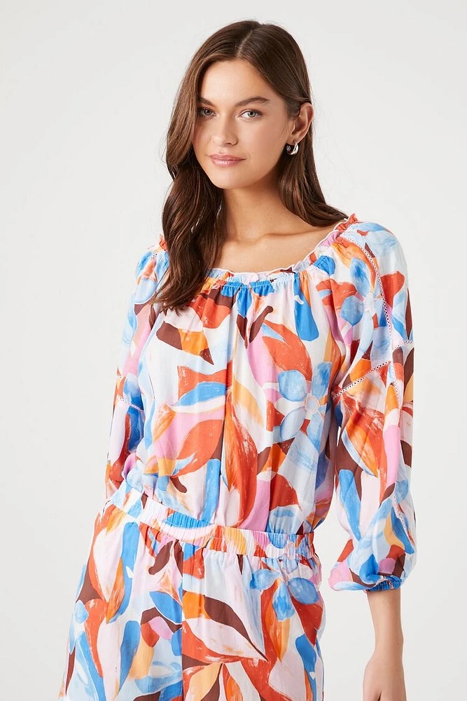 Ruffle Floral Print Bodysuit