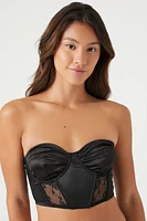 Satin Strapless Mesh Corset Bra