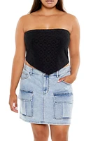 Plus Cropped Eyelet Tube Top