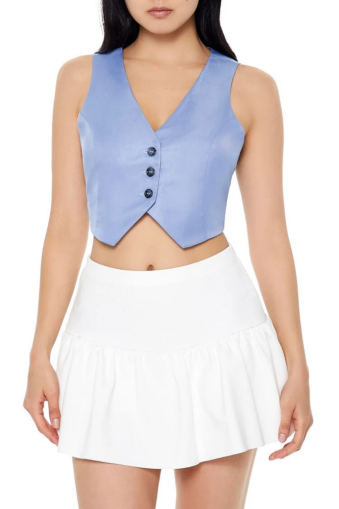 Notched Sleeveless Crop Top